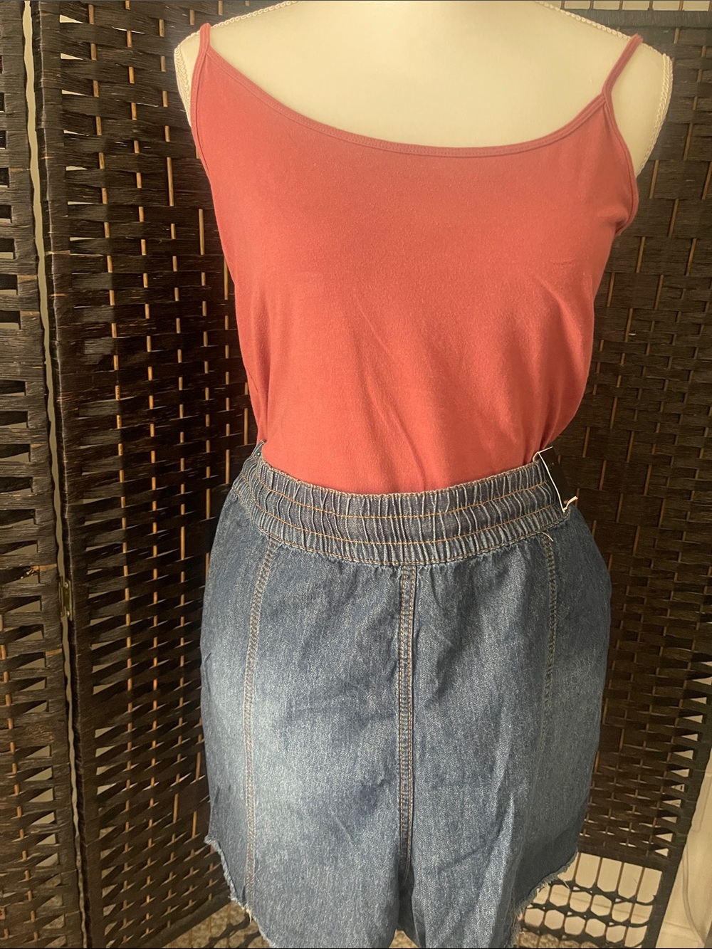 Denim Drawstring Shorts- Blue - Picture 7 of 10